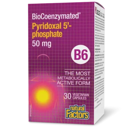 Natural Factors BioCoenzymated Pyridoxal 5 phosphate B6 50 mg, 30 Vegetarian Capsules | Unbeatable Prices, Daily Deals | VITASHO