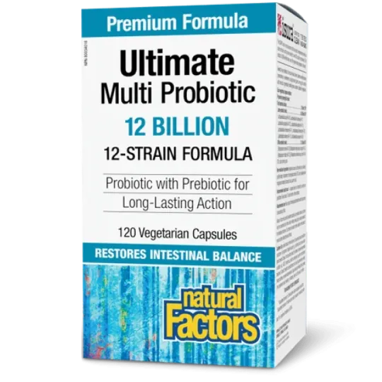 Natural Factors Ultimate Multi Probiotic 12 Billion Live Probiotic Cultures, 120 Vegetarian Capsules | Unbeatable Prices, Daily