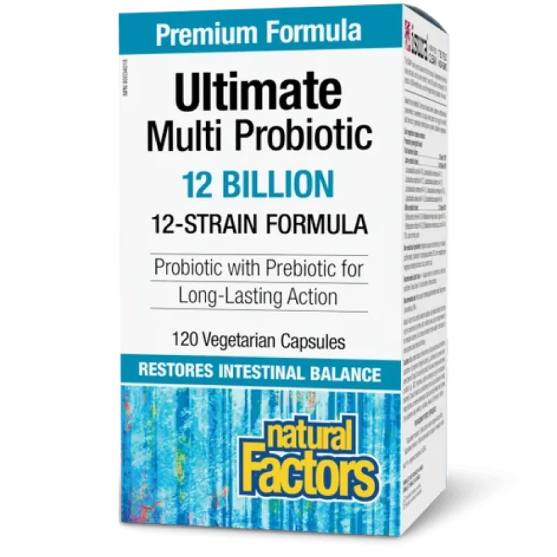 Natural Factors Ultimate Multi Probiotic 12 Billion Live Probiotic Cultures, 120 Vegetarian Capsules | Unbeatable Prices, Daily