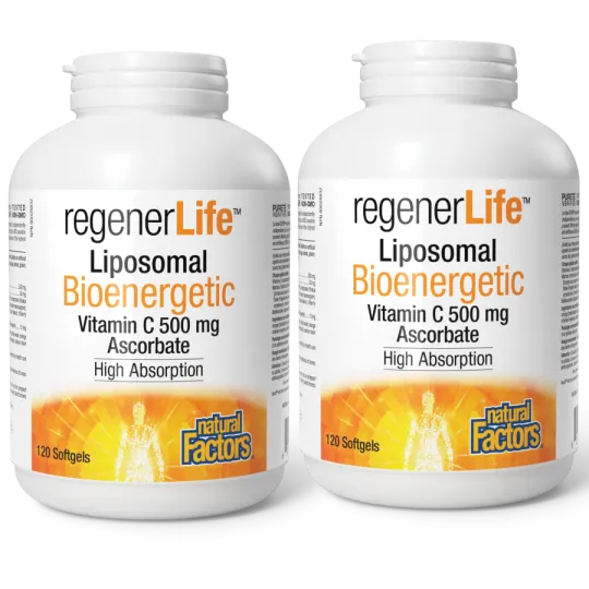 Natural Factors [2 for Deal] RegenerLife Liposomal Bioenergetic Vitamin C 500 mg 120 Softgels | Unbeatable Prices, Daily Deals |