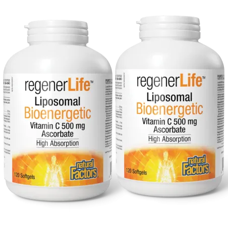 Natural Factors [2 for Deal] RegenerLife Liposomal Bioenergetic Vitamin C 500 mg 120 Softgels | Unbeatable Prices, Daily Deals |