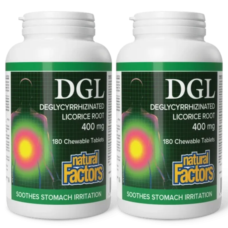 Natural Factors [2 for Deal] DGL 甘草根 400 毫克, 180 咀嚼片 | 每天不同折扣, 全网最低价格 | 种类齐全的保健品店铺 VITASHOP, 只有你想不到, 没有你买不到 !