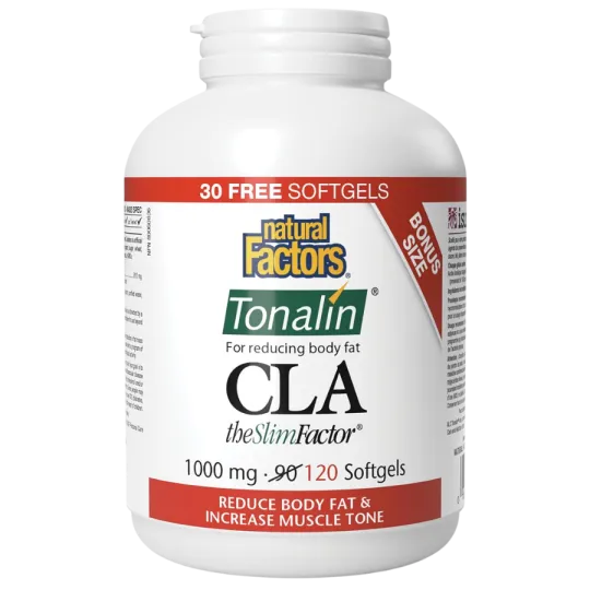 Natural Factors 내추럴 팩터스 CLA 토날린 TheSlimFactor 1000 mg, 120 소프트젤 | 매일 업데이트되는 특가 상품 | VITASHOP