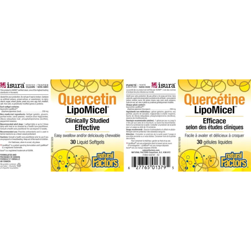 Natural Factors Quercetin LipoMicel Matrix 250 mg, 30 Softgels | Unbeatable Prices, Daily Deals | VITASHOP