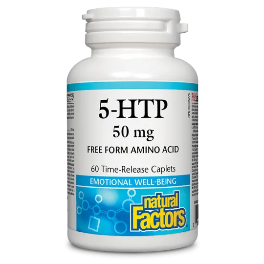 5-HTP 50 mg, 60 caplets à libération prolongée | Safest & Easiest Shopping Vitamins Online | VITASHOP