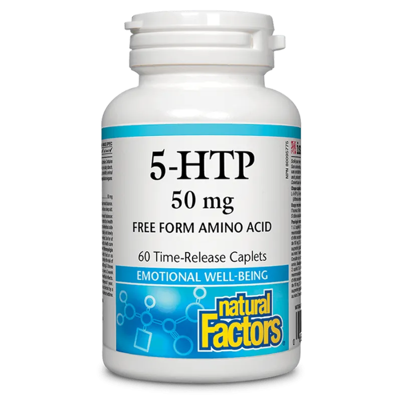 Natural Factors 내추럴 팩터스 5-HTP 50 mg, 60 시간 방출 캐플릿 | 매일 업데이트되는 특가 상품 | VITASHOP