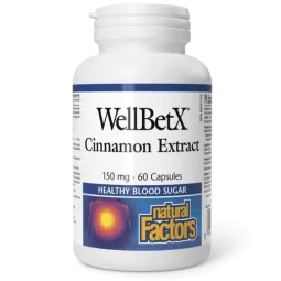 Natural Factors WellBetX Cinnamon Extract 150 mg, 60 Capsules | Unbeatable Prices, Daily Deals | VITASHOP