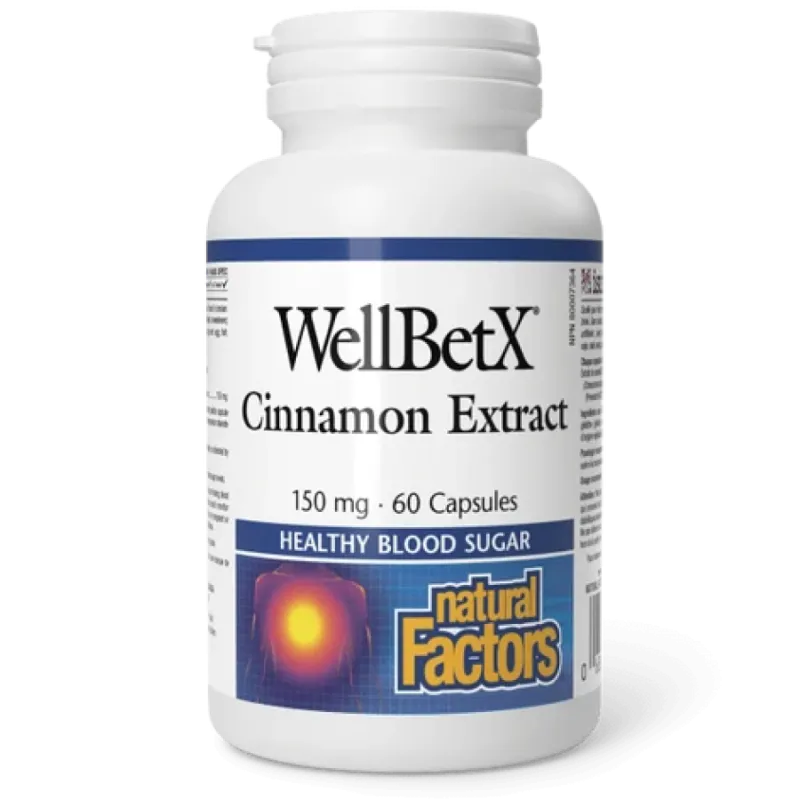 Natural Factors 내추럴 팩터스 WellBetX 계피 추출물 150 mg, 60 캡슐 | 매일 업데이트되는 특가 상품 | VITASHOP