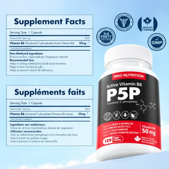INNO NUTRITION P5P Vitamin B6 50mg 120 Veggie Capsules | Unbeatable Prices, Daily Deals | VITASHOP