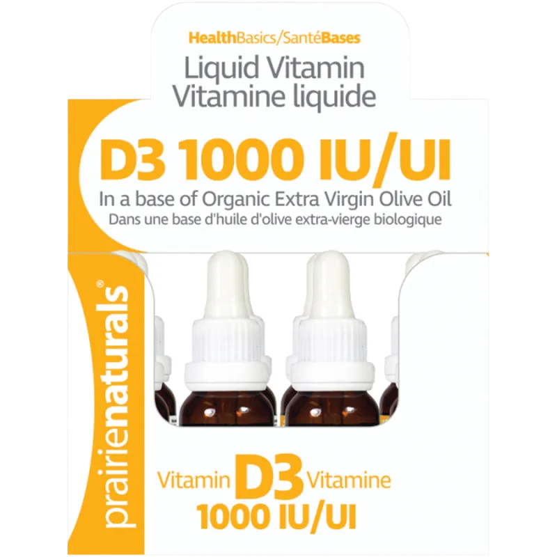 Prairie Naturals Vitamin D3 Cholecalciferol 1,000 IU in Organic Extra-Virgin Olive Oil 15 ml x 12 box | 每天不同折扣, 全网最低价格 | 种类齐全的保健