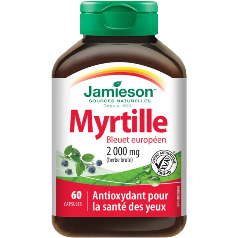 Jamieson Myrtille 2000 mg 60 capsules | Safest & Easiest Shopping Vitamins Online | VITASHOP