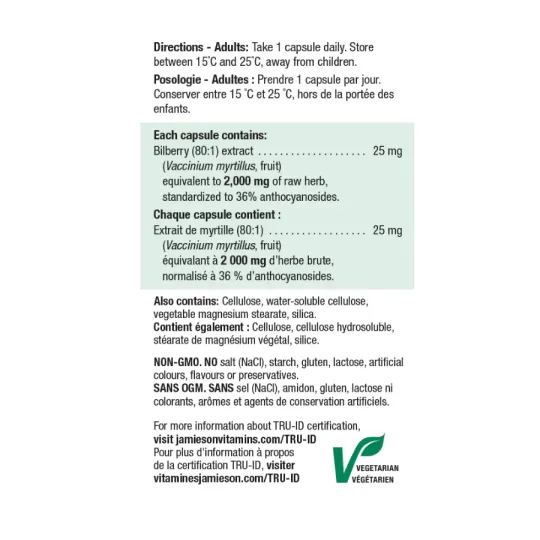 Jamieson Bilberry 2000 mg 60 Capsules | Unbeatable Prices, Daily Deals | VITASHOP