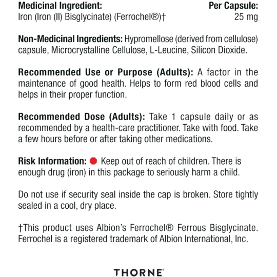 Thorne Research 铁双甘氨酸螯合物 60粒 | 无与伦比的价格，每日优惠 | VITASHOP