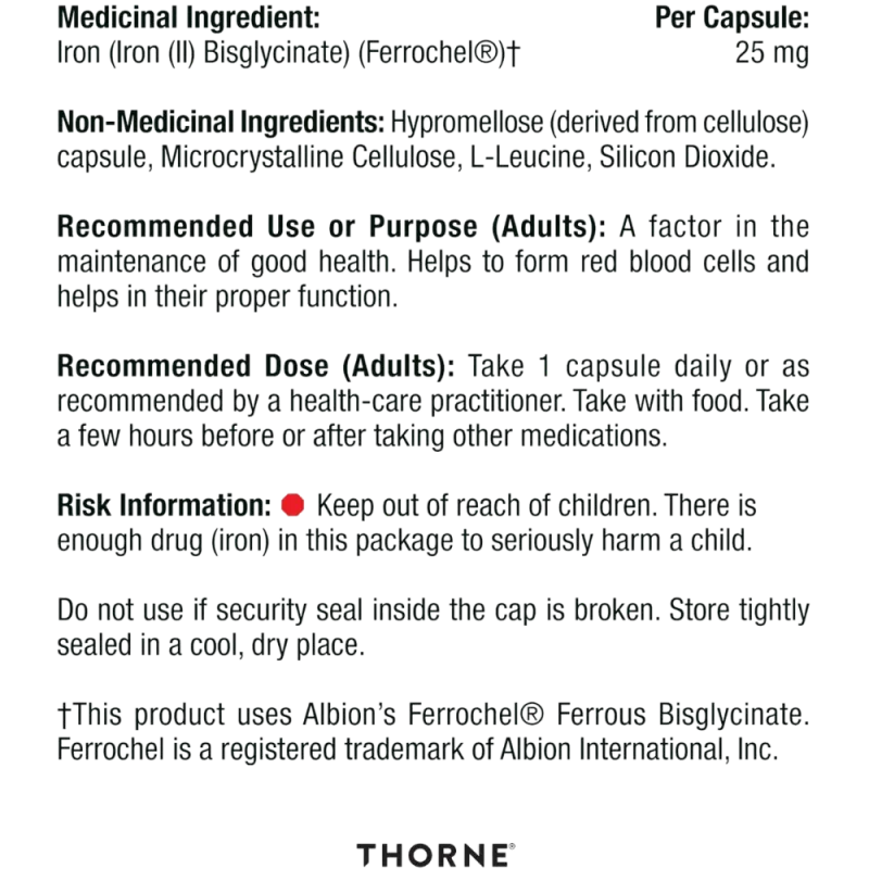 Thorne Research 铁双甘氨酸螯合物 60粒 | 无与伦比的价格，每日优惠 | VITASHOP