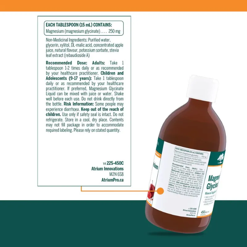 Magnesium Glycinate Liquid 450 ml | Safest & Easiest Shopping Vitamins Online | VITASHOP