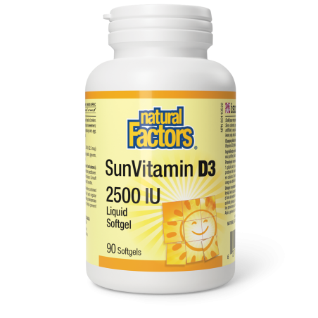 Natural Factors SunVitamin D3 Softgels 2500 IU 90 Softgels | Unbeatable Prices, Daily Deals | VITASHOP