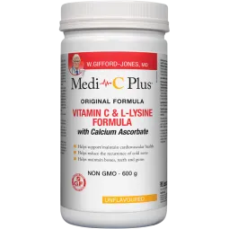 Medi-C Plus Vitamin C & L-Lysine Formula with Calcium Ascorbate [Unflavoured] 600 g | Unbeatable Prices, Daily Deals | VITASHOP