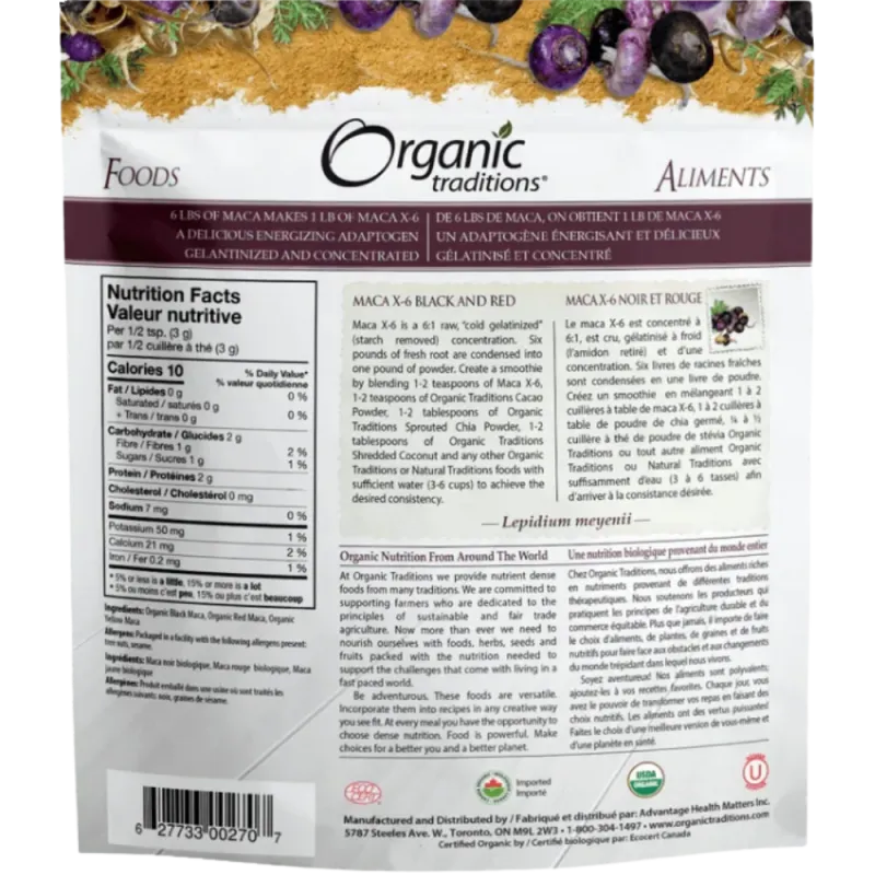 Organic Traditions 마카 X-6 파우더 150g | 매일 업데이트되는 특가 상품 | VITASHOP