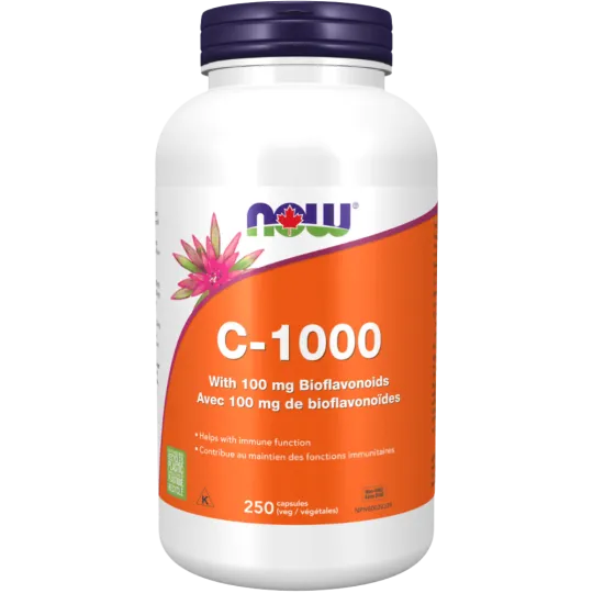 NOW Foods C-1000 avec 100 mg de bioflavonoïdes 250 capsules végétales | Safest & Easiest Shopping Vitamins Online | VITASHOP