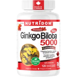 Nutridom 징코 빌로바 5000mg 50:1 추출물 120 식물성 캡슐 | 매일 업데이트되는 특가 상품 | VITASHOP