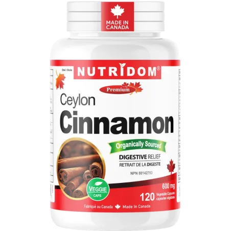 Nutridom Cannelle de Ceylan 600 mg 120 capsules végétales | Prix imbattables & Promos | VITASHOP