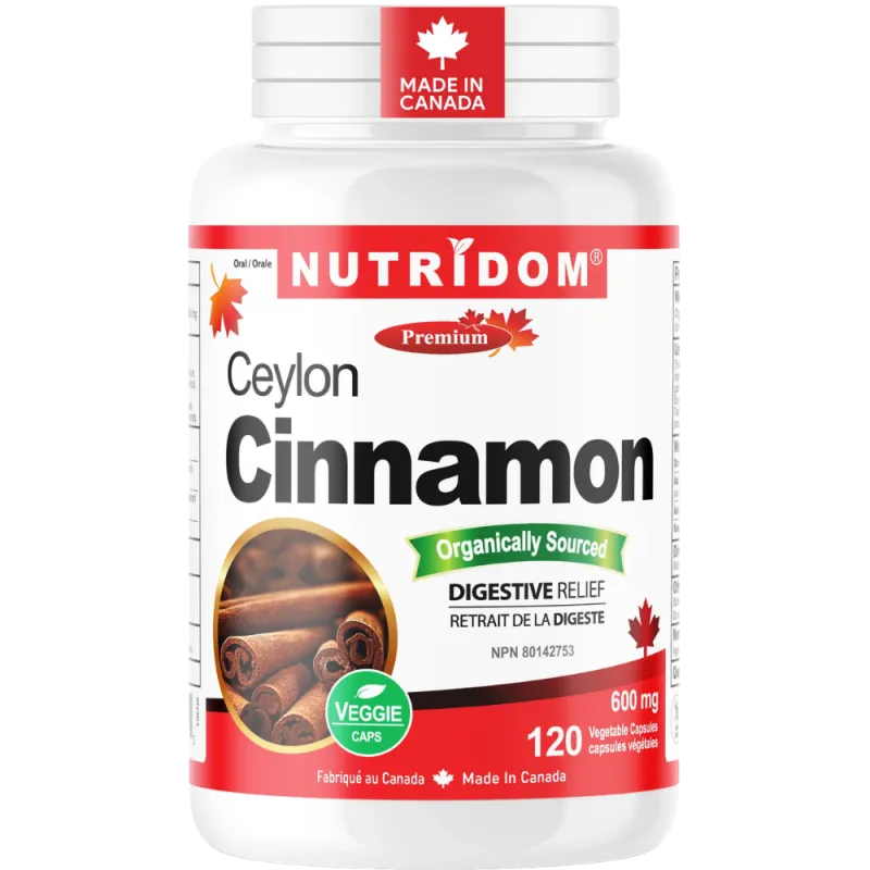 Nutridom Cannelle de Ceylan 600 mg 120 capsules végétales | Prix imbattables & Promos | VITASHOP