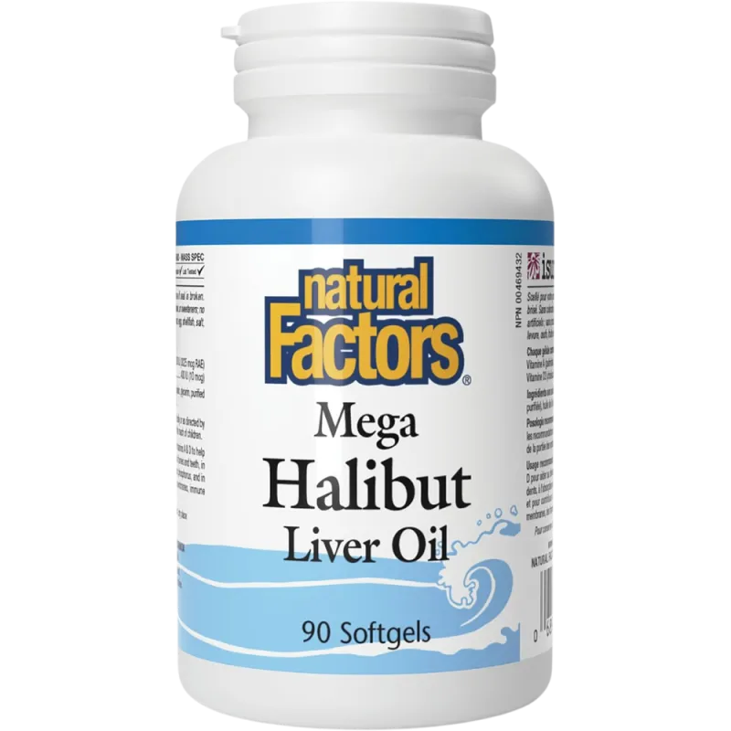 Natural Factors Mega Halibut Liver Oil 90 Softgels| Unbeatable Prices, Daily Deals | VITASHOP