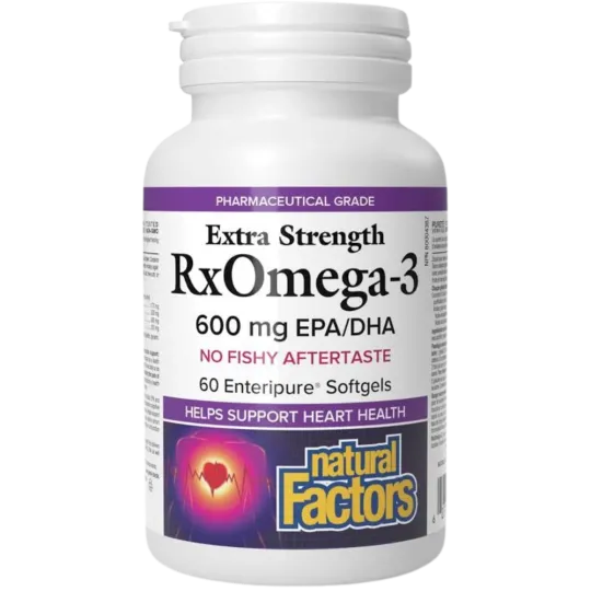 Natural Factors RxOméga-3 Extra-fort 600 mg 60 capsules molles Enteripure | Prix imbattables, offres quotidiennes | VITASHOP