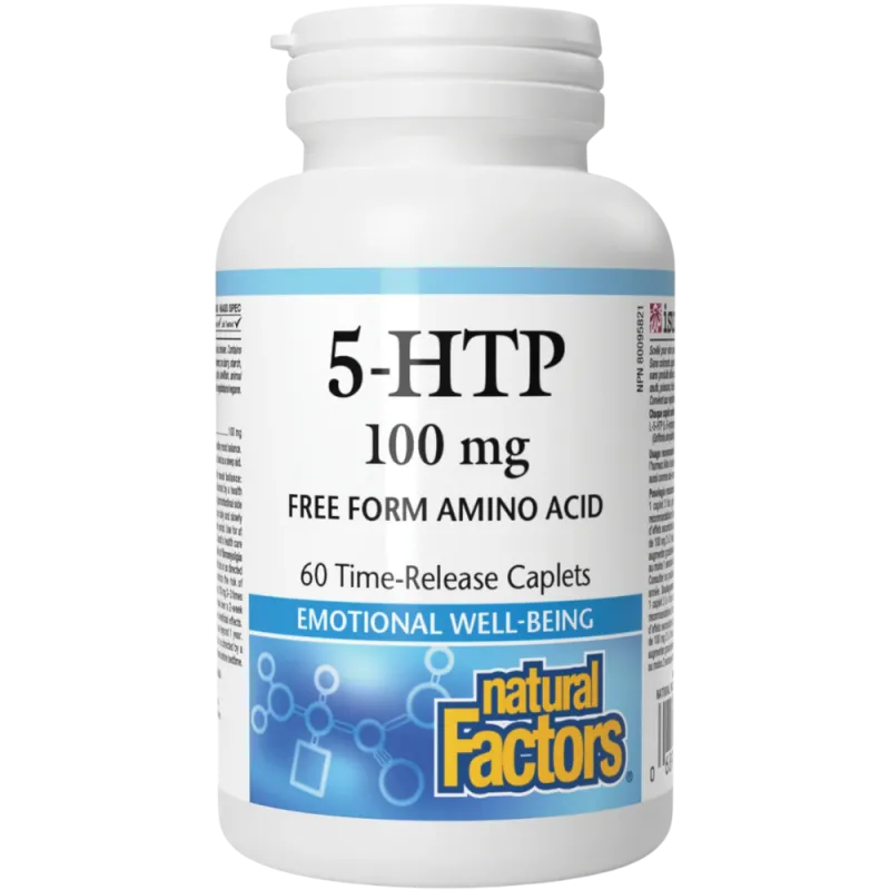 Natural Factors 5-HTP 100 mg 60 caplets à libération graduelle | Prix imbattables, offres quotidiennes | VITASHOP