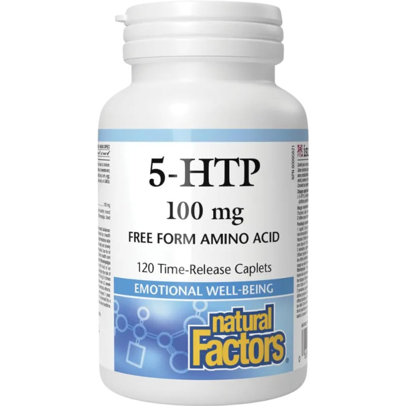 Natural Factors 5-HTP 100 mg 120 caplets à libération graduelle | Prix imbattables, offres quotidiennes | VITASHOP