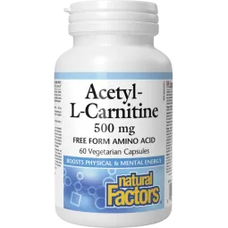 Natural Factors Acétyl-L-Carnitine 500 mg 60 capsules végétales | Prix imbattables, offres quotidiennes | VITASHOP