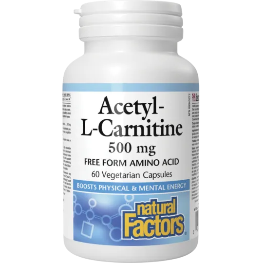 Natural Factors 아세틸-L-카르니틴 500 mg 60 식물성 캡슐 | 매일 업데이트되는 특가 상품 | VITASHOP