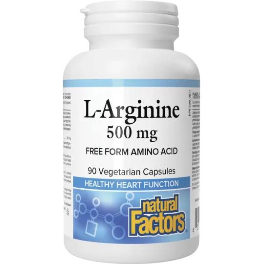 Natural Factors L-아르기닌 500 mg 90 식물성 캡슐 | 매일 업데이트되는 특가 상품 | VITASHOP