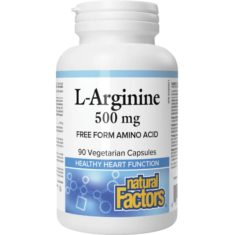Natural Factors L-Arginine 500 mg 90 capsules végétales | Prix imbattables, offres quotidiennes | VITASHOP