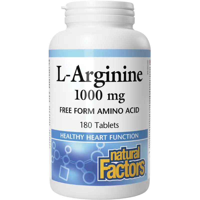 Natural Factors L-Arginine 1000 mg 180 comprimés | Prix imbattables, offres quotidiennes | VITASHOP