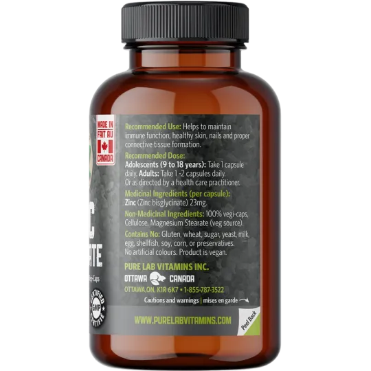 PURE LAB VITAMINS Zinc Glycinate 23 mg 150 Vegetable Capsules | Unbeatable Prices, Daily Deals | VITASHOP