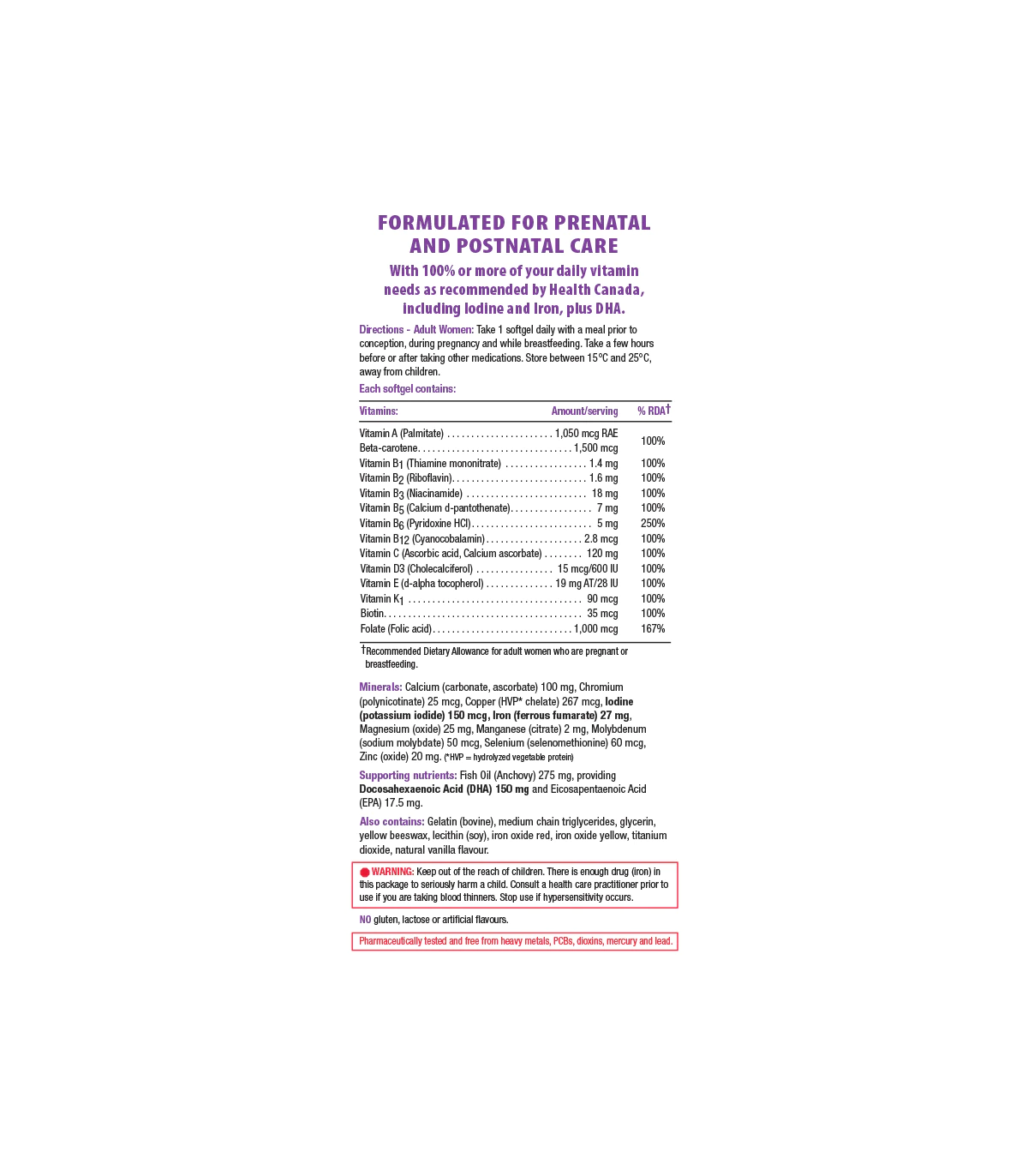 Prenatal Complete 60 Softgels | Safest & Easiest Shopping Vitamins Online | VITASHOP