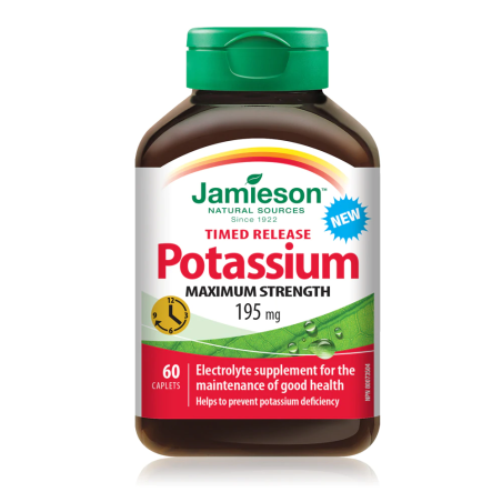 Potassium 195 mg Timed Release 60 Caplets | Safest & Easiest Shopping Vitamins Online | VITASHOP