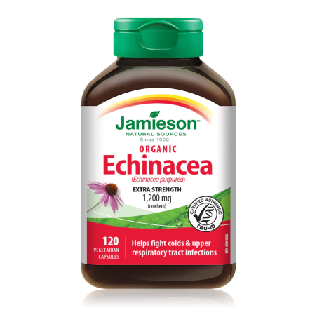 Jamieson Organic Echinacea (Echinacea purpurea) 1,200 mg 120 Capsules | Unbeatable Prices, Daily Deals | VITASHOP