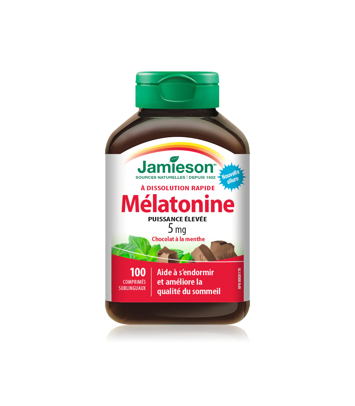 Jamieson Melatonin 5 mg Sublingual Choc Mint 100 Tablets | Unbeatable Prices, Daily Deals | VITASHOP