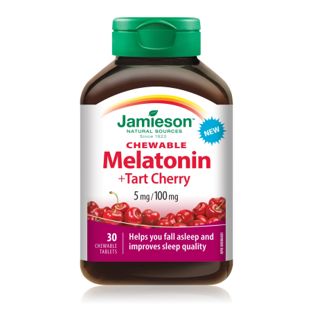 Jamieson Melatonin + Tart Cherry  5/100 mg 30 Chewable Tablets | Unbeatable Prices, Daily Deals | VITASHOP