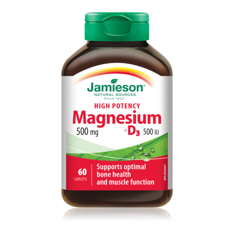 Magnesium 500 mg + Vitamin D 500 IU 60 Caplets | Safest & Easiest Shopping Vitamins Online | VITASHOP