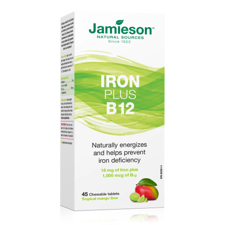 Iron Plus B12 Mango Lime 45 Chewable Tablets | Safest & Easiest Shopping Vitamins Online | VITASHOP