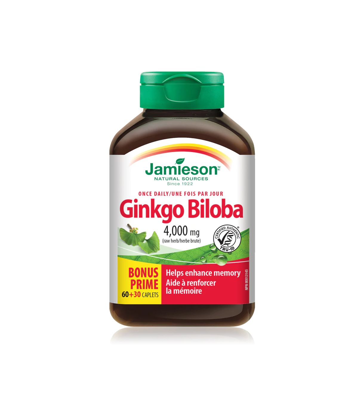Jamieson Ginkgo Biloba 4,400 mg 60+30 Caplets | 每天不同折扣, 全网最低价格 | 种类齐全的保健品店铺 VITASHOP, 只有你想不到, 没有你买不到 !