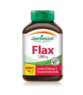 Jamieson Flaxseed Oil 1000 mg 180+20 Softgels | Unbeatable Prices, Daily Deals | VITASHOP