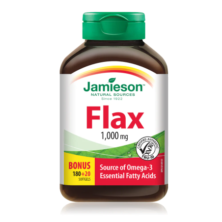 Jamieson Flaxseed Oil 1000 mg 180+20 Softgels | 每天不同折扣, 全网最低价格 | 种类齐全的保健品店铺 VITASHOP, 只有你想不到, 没有你买不到 !