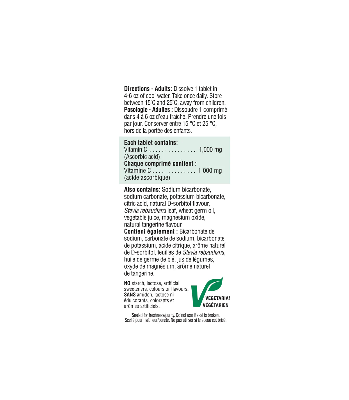 Effervescent Vitamin C 1,000 mg Orange 10 Tablets | Safest & Easiest Shopping Vitamins Online | VITASHOP
