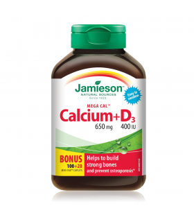 Jamieson Calcium 650 mg + Vitamin D 400 IU 100+20 Free Caplets | Unbeatable Prices, Daily Deals | VITASHOP