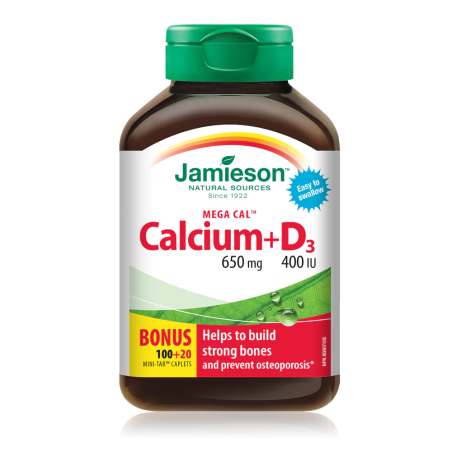 Jamieson 자미에슨 칼슘 650 mg + 비타민 D 400 IU 100+20 프리 캐플릿 | 매일 업데이트되는 특가 상품 | VITASHOP