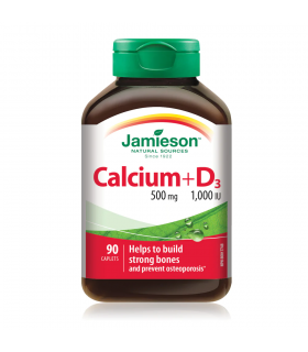 Calcium 500 mg  + Vitamin D 1000 IU 90 Caplets | Safest & Easiest Shopping Vitamins Online | VITASHOP